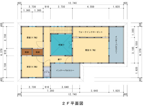２階間取図　※建築用図面。　※予告なく変更される場合があります。(間取)